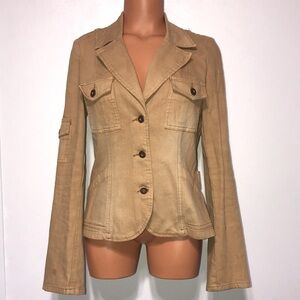 True Meaning Tan Cotton Buttondown Jacket Small